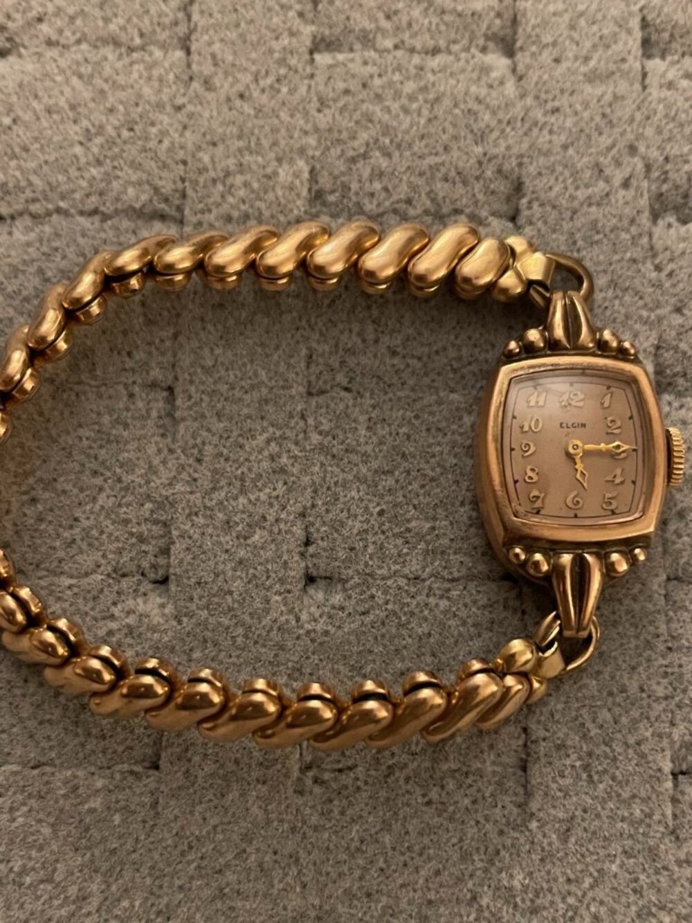 Vintage Gold Watch Elgin 1940s Deco Mid Century 10k Gold Filled Not Working - Picture 3 of 9